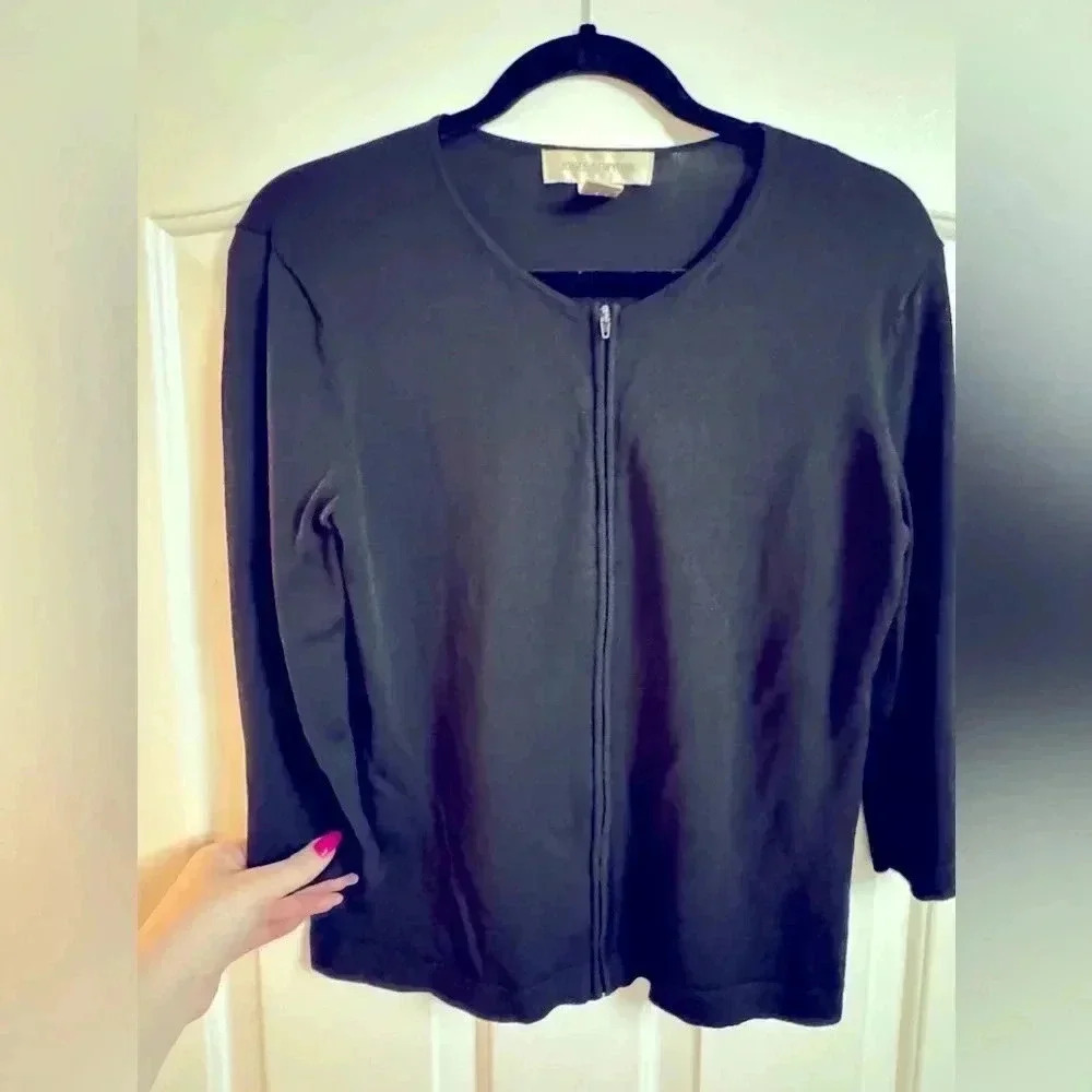 VINTAGE Jones New York Zip Up Sweater 80’s 90’s Work Wear Date Night Jackie O